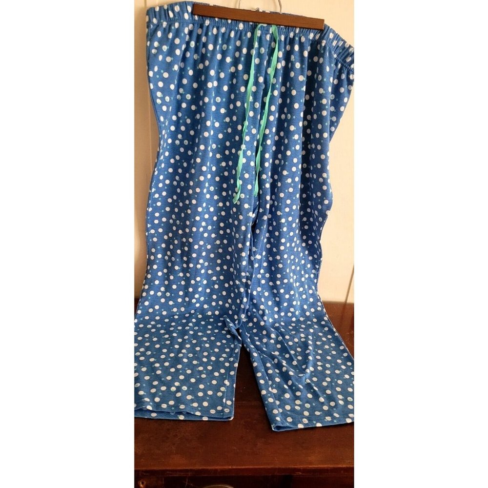 Womens 2XL Wide Leg Pucki Dots &  Stars Blue Pants